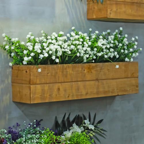 WILLBOND 12 Bundles Artificial Flowers Outdoor, UV Resistant Faux Artificial Plants Shrubs Plastic Flower Bulk for Hanging Planter Porch Window Home Spring Summer Decor(White) - color: White