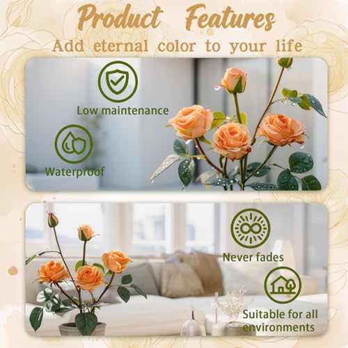 Rose in Pot Decor Potted Artificial Flowers Mini Plants Faux Flowers Indoor Small Decor Fake Roses for Home, Bathroom, Kitchen, Offices, Wedding Party Centerpieces (Rose Yellow) - color: Rose Yellow