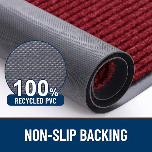 OLANLY Front Door Mat Indoor Outdoor Entrance, Waterproof Heavy Duty Doormat, Fade Resistant, Low Profile, Easy Clean Patio Porch Welcome Floor Mats for Entry, 29.5x17, Wine Red - color: Wine Red, size: 29.5" X 17"