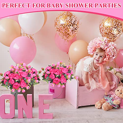 Yunlly 16 Packs Artificial Peony Flowers Faux Peonies Bouquet Silk Vintage Wedding Home Table Door Decor Reusable Bouquet Rose Flowers for Bridal Wedding Birthday Home(Rose Red,Peony) - color: Rose Red, size: Peony