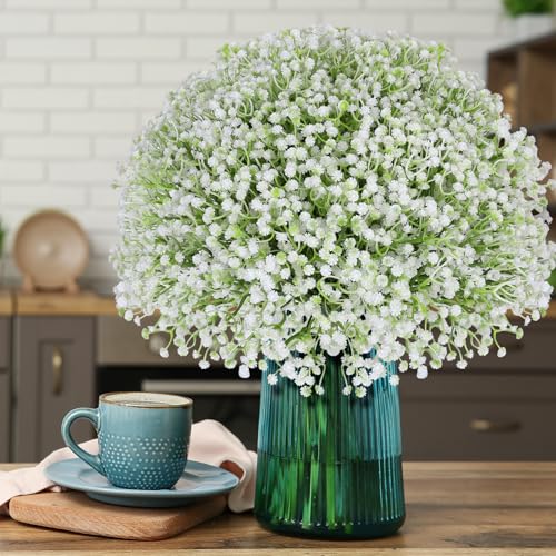 150 Pcs Baby Breath Artificial Flowers Fake White Baby Breath Flower Artificial Bulk Real Touch Faux Gypsophila Bouquet for Wedding Floral Arrangement Centerpieces Table Decoration (White, 150 PCS) - size: 150 PCS