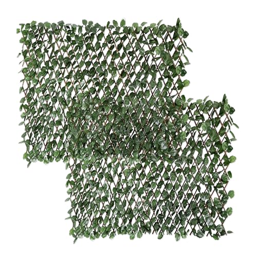 ECOOPTS Expandable Artificial Leaf Faux Ivy Sweet Potato Leaves Privacy Fence Screen, Stretchable Decorative Fencing Panel for Balcony Patio Outdoor (Single Sided Leaves, 2 Pieces) - color: Single Side IVY, size: 2 Pieces