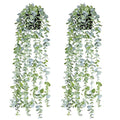 Fake Hanging Plants Eucalyptus Potted Artificial Plant Small Faux Ivy Vines Decor for Floating Shelf Kitchen Bathroom Cabinets Indoor Outdoor Pack of 2 23.6 Inches Long