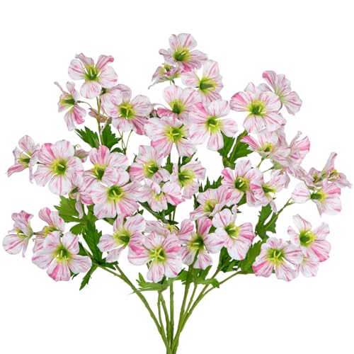 Hollyone 9 Heads Light Pink Artifical Lilies Flowers 5Pcs Faux Stargazer Lily Flowers Plants Bush Arrangement Bouquets Fake Lily Stem Plant for Indoor Home Decor Table Office Party Wedding Decoration - color: Light Pink