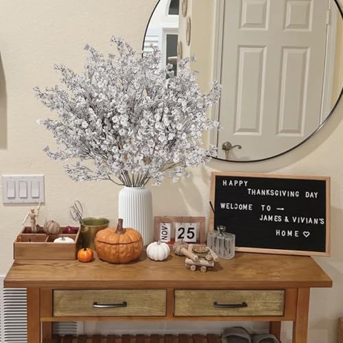 Sggvecsy 15 Pcs Babys Breath Artificial Flowers Gypsophila Bouquets Bulk Real Touch Fake Silk Flowers for Home DIY Floral Arrangement Table Centerpiece Fall Thanksgiving Autumn Decoration (Grey) - color: Grey, size: 15Pcs