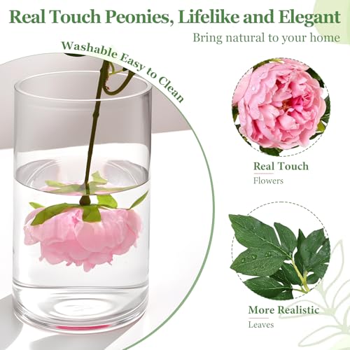 MARTINE MALL 5PCS Real Touch Peonies Artificial Flowers, 22in Pink Fake Peonies Artificial Peonies Flowers Latex Large Faux Peony Flowers for Centerpiece Table Wedding Party Home Decor - color: Pink, size: 5PCS