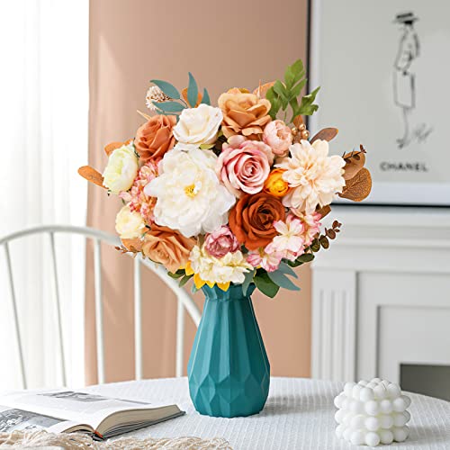 AmyHomie Champagne Artificial Flowers Combo Silk Mix Peony Rose Hydrangea Fake Flowers w/Stem for DIY Wedding Bouquets Centerpieces Arrangements Table Party Bridal Baby Shower Home Fall Decor - color: Champagne