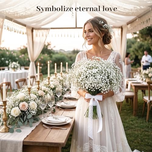 DomeStar Babys Breath Artificial Flowers - 11PCS 21" Real Touch Fake Gypsophila Bouquet for Wedding Centerpieces, Home Table Decor, DIY Floral Arrangement
