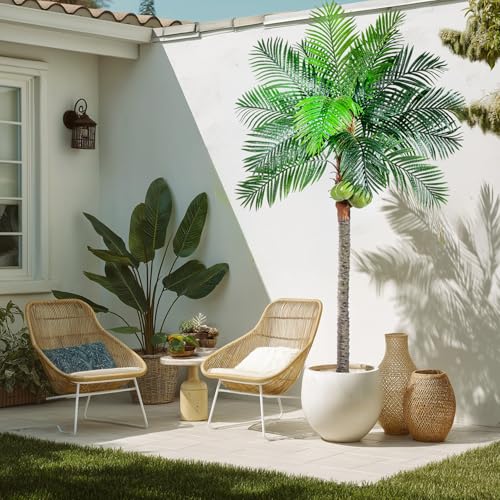 Bailikang Artificial Phoenix Palm Tree 8.2ft Tall - Fake Large Tropical Tree with Adjustable Leaves, Realistic Faux Sago Palm for Indoor Outdoor Decor, Patio, Poolside, Yard, Living Room, Office - size: 8ft 2in