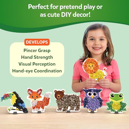 Skillmatics Poke-in Art – Animals, Mess-Free DIY Wood Craft Kit for Kids, Creative Fine Motor Activity, Pretend Play & Room Decor, Gift for Girls & Boys Ages 4, 5, 6, 7, 8, 9 - style: Animals
