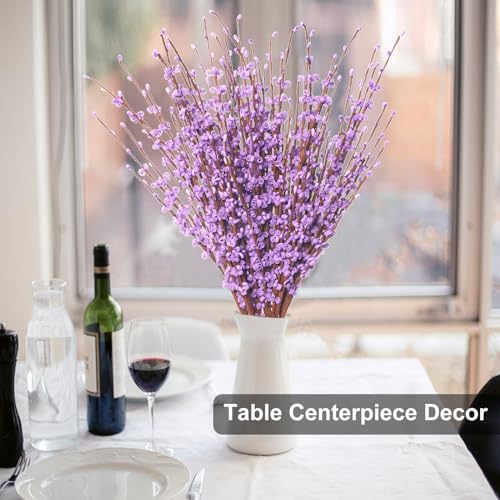 Wootkey 10 Pcs 30" Long Jasmine Artificial Flowers Fake Flowers Dry Branches Stem for Home Office DIY Floral Art Plant Wedding Table Centerpieces Party Vase Decoration (Macaron Purple) - color: Macaron Purple, size: 10pcs-29.5''