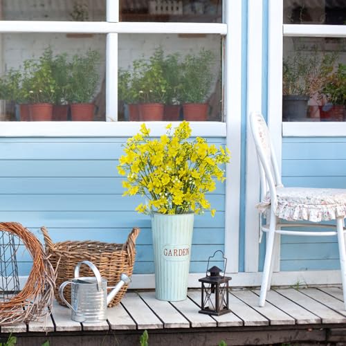 10 PCS Silk Flowers with Long Stems Artificial Flower for Tall Vase Outdoors Fake Babys Breath Bouquet Faux Floral Wedding Party Decoration Home Indoor Table Centerpiece Decor (Yellow) - color: Yellow
