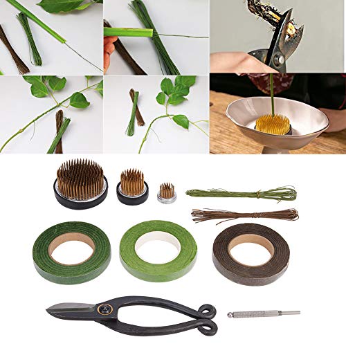 Oumefar Flower Arrangement Decoration Fixing Tool Set Flower Kenzan Iron Wire Scissor Ikebana Kenzan Japanese Flower Holder Tape Kenzan Accessories Kit