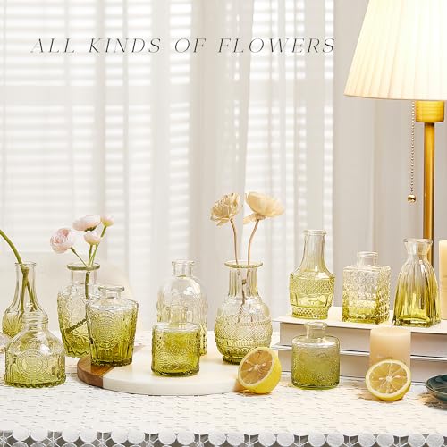 Glass Bud Vase Set of 30, Small Flower Vases, Glass Vases for Centerpieces, Vintage Home Table Decorations Bud Vases (30 Pcs, Green) - color: Green, size: 30 Pcs