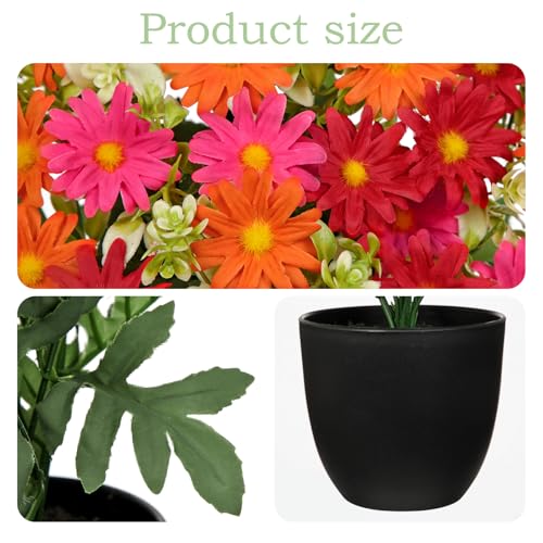 Artificial Daisy Flowers in Pot 12 Inch Fake Flowers Silk Daisy Arrangement Faux Plant Flower Decor for Spring Home Decor Table Centerpiece Garden Porch Window - Orange - color: Orange-daisy