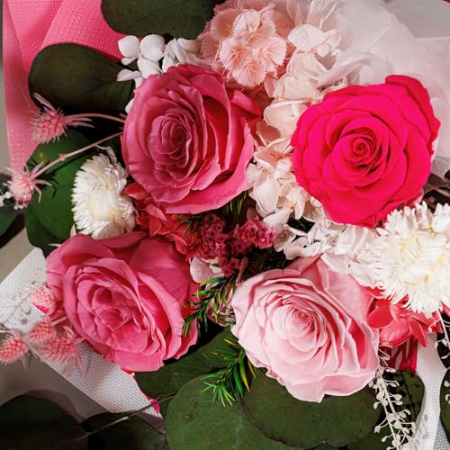Perfectione Roses 4 Roses Mixed Bouquet for Mother's Day, Flowers for Delivery, Preserved Flowers Birthday Gift for Women Mom Wife Grandma Her, Pink - color: Pink 4 Roses