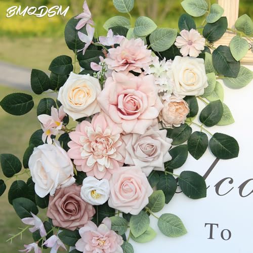 Pack of 2 Artificial Flowers for Backdrop Decoration, Wedding Arch Flowers,Reception Welcome Sign, Eucalyptus Garland, Suited to Aisle Decor and Wedding Arches(Champagne Pink) - color: Champagne Pink