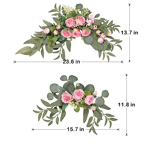GOLDY&WENDY 2pcs Artificial Wedding Welcome Sign for Wedding Reception Entrance Welcome Sign Arch Door Flowers Table Decor - color: A2-pink Peony