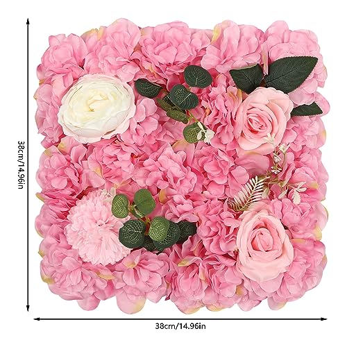 12Pcs Artificial Flower Wall Panel 3D Floral Backdrop Walls15 X 15" Flower Wall Decor Panel Flower Backdrop for Party Home Background Decor-Dark Pink, White - color: Dark Pink, White