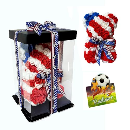 United States LED Artificial Rose Flower Bear, Valentine's Mother's Day, Christmas, Birthday,Thanksgiving Party Anniversary Girl Friend Wife Light Strips and Greeting Cards (US) - color: Us