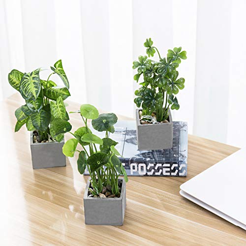 MyGift Artificial Plants Indoor, Set of 3 Small Fake Potted Plants, Faux House Plant for Home Decor - color: Grey