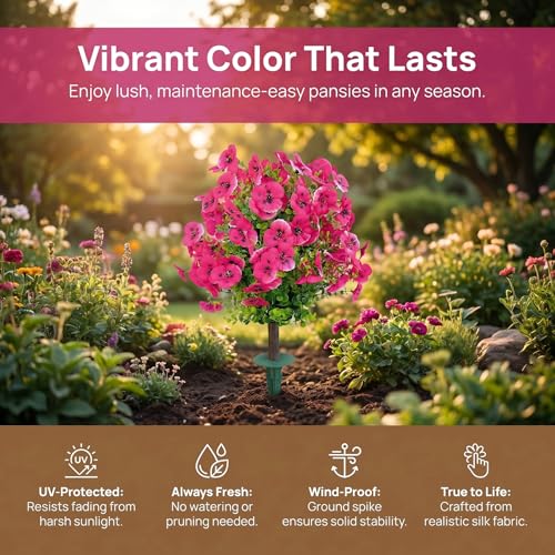 Outdoor Artificial Simulated Trees 2-Piece Set, UV-Resistant Simulated Boxwood Fake Shrubs with Ground Stakes for Outdoor Porch & Garden Decoration (Phalaenopsis Rose Red) - color: Phalaenopsis Rose Red