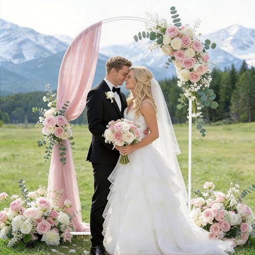 6FT Wedding Arch Backdrop Stand, White Metal Arch Stand for Wedding Ceremony, Birthday Party, Baby Shower, Graduation, Floral Balloon Decoration - color: White, size: 6FT