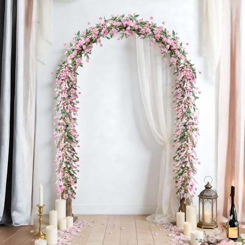 Artgar Flower Garland 6Ft Spring/Summer Garland Floral Garlands for Mantle All Year Round Paper Garlands Decor for Indoor Outdoor Home Wedding Arch Porch Stair Backdrop Year Round Decor (Pink) - color: Pink (6ft)