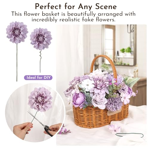 Artificial Flowers Combo Purple Rose Hydrangea Fake Flowers with Stem for DIY Wedding Bouquets Centerpieces Arrangements Bridal Baby Shower Home Decor - color: Vintage Purple