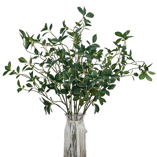 Artificial Greenery Ficus Stems,8 Pcs Decorative Tree Branches for Vases,Faux Plant Stems Faux Branches with Leaves Faux Greenery Stems (8, 26 inches)