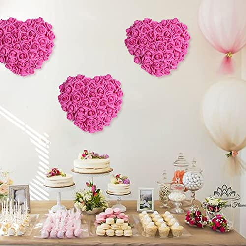Artificial Roses,200Pcs Artificial Rose Flower Heads for Crafts 1.97in Foam Roses Fake Roses Heads for DIY Wedding Centerpieces Arrangements Home Decorations(Deep Pink) - color: Deep Pink