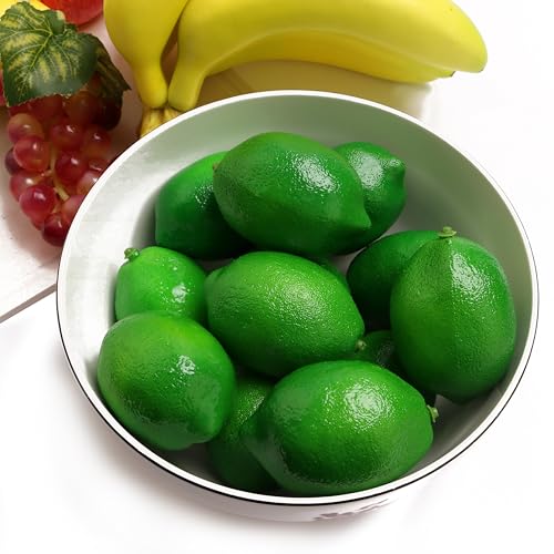 12PCS Green Simulation Lemon Fake Fruit - Realistic Kitchen Table Decoration for Thanksgiving & Christmas - color: 12pcs Green Lemon