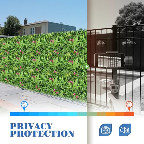 ECOOPTS 20"x20" Faux Ivy Privacy Fence Screen Artificial Boxwood Panels Topiary Hedge Plants for Indoor Outdoor Decoration, 12 Mixed Leaves, 6 Packs - color: #12 Mixed Leaves, size: 20"x20"
