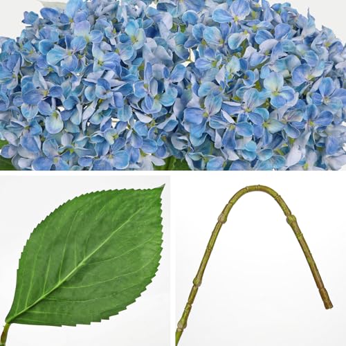 26" Artificial Hydrangea Flower with 6.6" Large Bloom, Realistic Gradient Silk Flowers, Faux Hydrangeas for Home Wedding Centerpiece Decor, Big Petal Fake Floral Arrangement, Indoor Outdoor Display - color: Blue, size: 3PCS