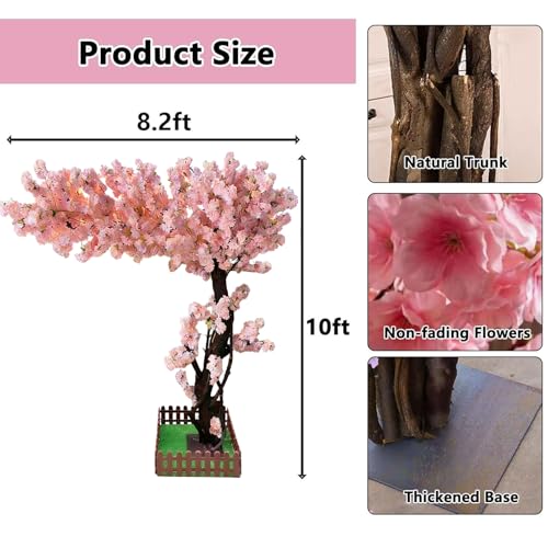 10FT Pink Artificial Cherry Blossom Trees Large for Home Decor Indoor Outdoor,Japanese Fake Light Pink Cherry Blossom Tree for Office Shopping Mall Hotel Restaurant Garden Party Wedding - color: Pink, size: 10x8.2ft