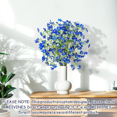 Artificial Flowers 8PCS Silk Flowers with Long Stems, Fake Flowers Bulk Fake Babys Breath, Royal Blue Flowers for Tall Vase Outdoor Garden Wedding Party Home Table Centerpiece - color: Blue