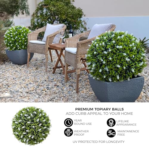 365 Curb Appeal 23" XL Lilac Topiary Balls (White Lilac, 2 Topiary Balls (4 Halves)) - color: White Lilac, size: 2 topiary balls (4 halves)