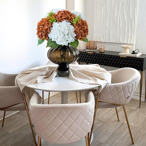 JINWOE Fall Hydrangea Artificial Flowers, 3Pcs 21" Raw Umber Brown Latex Real Touch Flowers, Faux Silk Flowers Fake Artificial Hydrangeas with Stems for Bouquet Table Centerpieces Halloween - color: Brown, size: 3pcs
