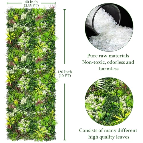ODTORY Artificial Plant Wall Panels: 40"×120" UV-Anti Faux Grass Wall Backdrop Boxwood Ivy Fence Privacy Screen Fake Greenery Leaf Hedge for Outdoor,Indoor,Garden,Backyard and Home Decor - size: 40"x120" 1P