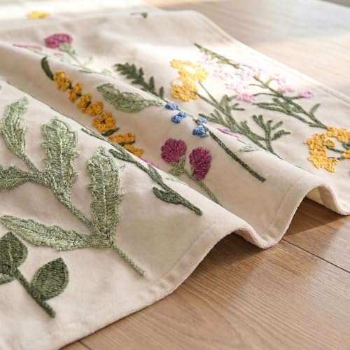Artoid Mode Beige Soft Chain Embroidery Wild Floral Spring Table Runner, Seasonal Summer Kitchen Dining Table Decoration for Home Party Decor 13x72 Inch - color: Beige, size: 13" x 72", Table Runner
