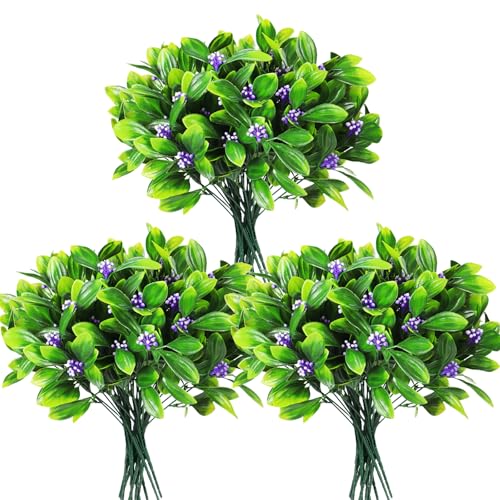 SJL Artificial Flowers for Spring Realistic Fake Plants with Greenery Stems, UV Resistant Plants Plastic Floral Arrangement for Outside Window Box Front Porch Hanging Planter Home Decoration(Purple) - color: Bundle Purple Gladiolus