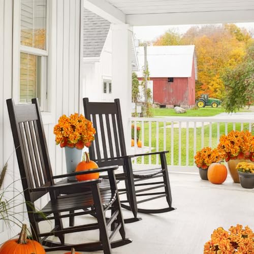 CISDUEO 2 Pcs Fall Flowers Artificial for Outdoors Decoration Fake Geraniums Yellow Faux Flowers for Outdoor Planters Realistic Faux Mums for Front Door Porch Autumn Garden Patio Balcony Yard Indoor - color: Fall - Yellow