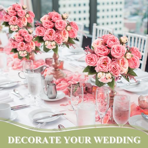 8 Bundles Artificial Peonies Flowers Boho Faux Flowers Arrangements Artificial Centerpiece Spring Bouquet Floral Wedding Decoration for Vase(Pink Color) - color: Pink Color