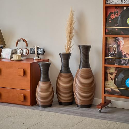 Tall Floor Vase Set of 3, 27.5/23.6/19.6in Large Imitation Rattan Vases for Living Room, Dining Room, Hallway, Office Decor & Farmhouse Style Centerpiece - color: Floor Vases Imitation Rattan a