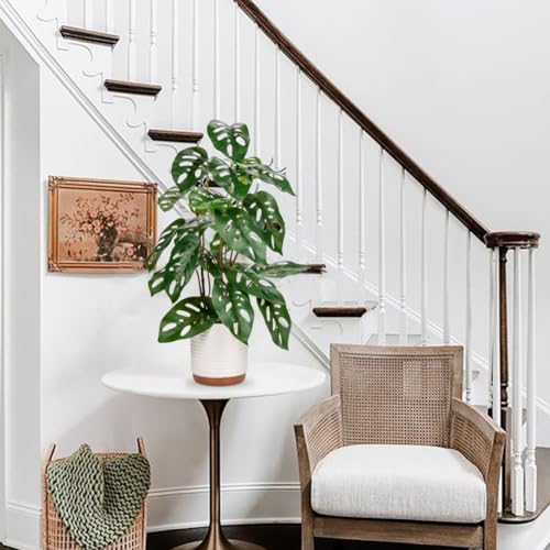 Fake Plants 21.7'' Faux Monstera Plant Tall Artificial Plants Indoor with Pots Faux Plants Fake Potted Plants Artificial Decor Fake Monstera Silk Plants for Home Living Room Bedroom Bathroom Office - color: Green, size: 21.7'' Monstera