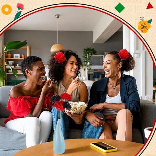 Syhood 50 Pcs Juneteenth Marigold Flower Bulk Decoration Juneteenth Accessories June 19th 1865 Independence Day Decoration for African Afro American Festival - color: Black, Red