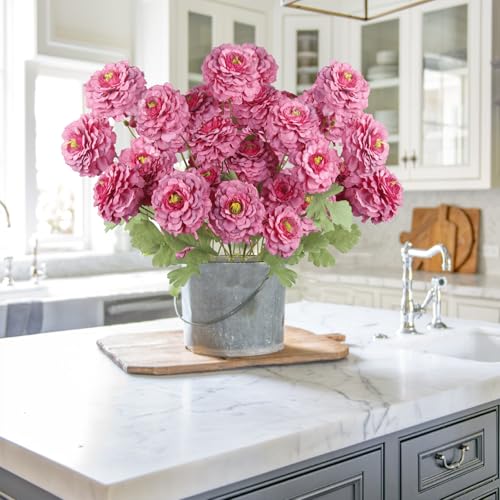 3 Pcs Artificial Flowers Spring Summer Rose Red Zinnia Silk Flowers with Long Stems Zinnia Elegans Artificial Flowers for Outdoors Floral Arrangements Table Centerpieces Wedding Party Home Decor - color: Rose Red