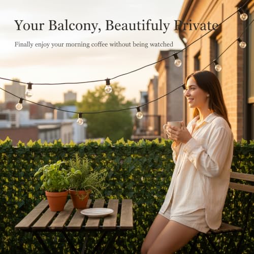 Faux Ivy Privacy Fence Screen 8PCS 20 x 20 Inch Artificial Faux Ivy Hedge Expandable Faux Privacy Fence Decoration for Wall Screen, Outdoor Garden, Wedding Decor,No Cable Tie (80x40 inches) - size: 80x40 inches