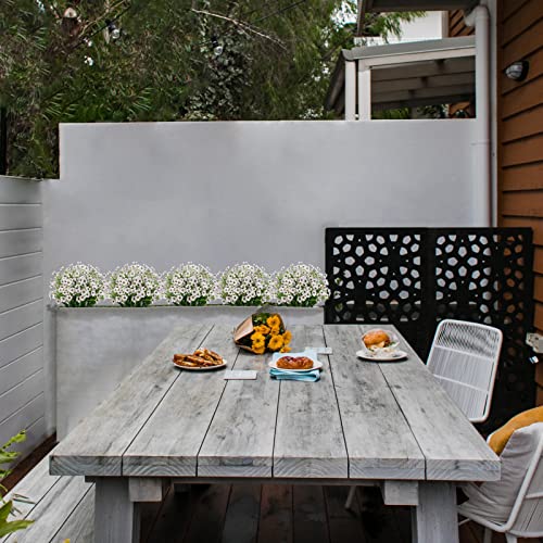LikSoor 21 Bundles Artificial Outdoor UV Resistant Flowers No Fade Fake Outside Flowers Plastic Greenery Faux Shrubs Garden Porch Window Box Home Decoration (White) - color: White