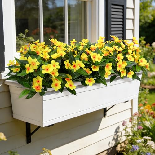 Ouddy Decor 6 Bundles Artificial Flowers for Outdoors Decorations, Fake Silk Flowers Faux Plants Plastic Bouquet UV Resistant for Porch Garden Wedding Spring Summer Indoor Outside Home Decor, Yellow - color: Yellow